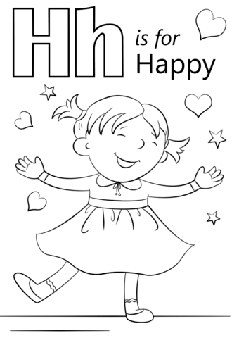 Letter h is for happy coloring page free printable coloring pages