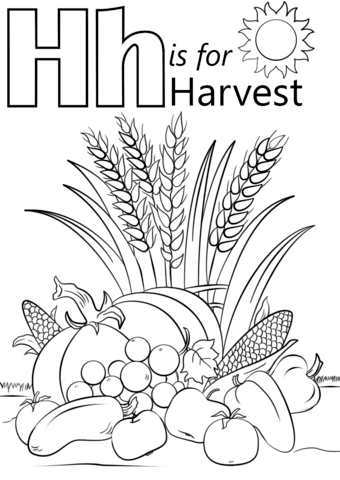 Letter h is for harvest coloring page free printable coloring pages