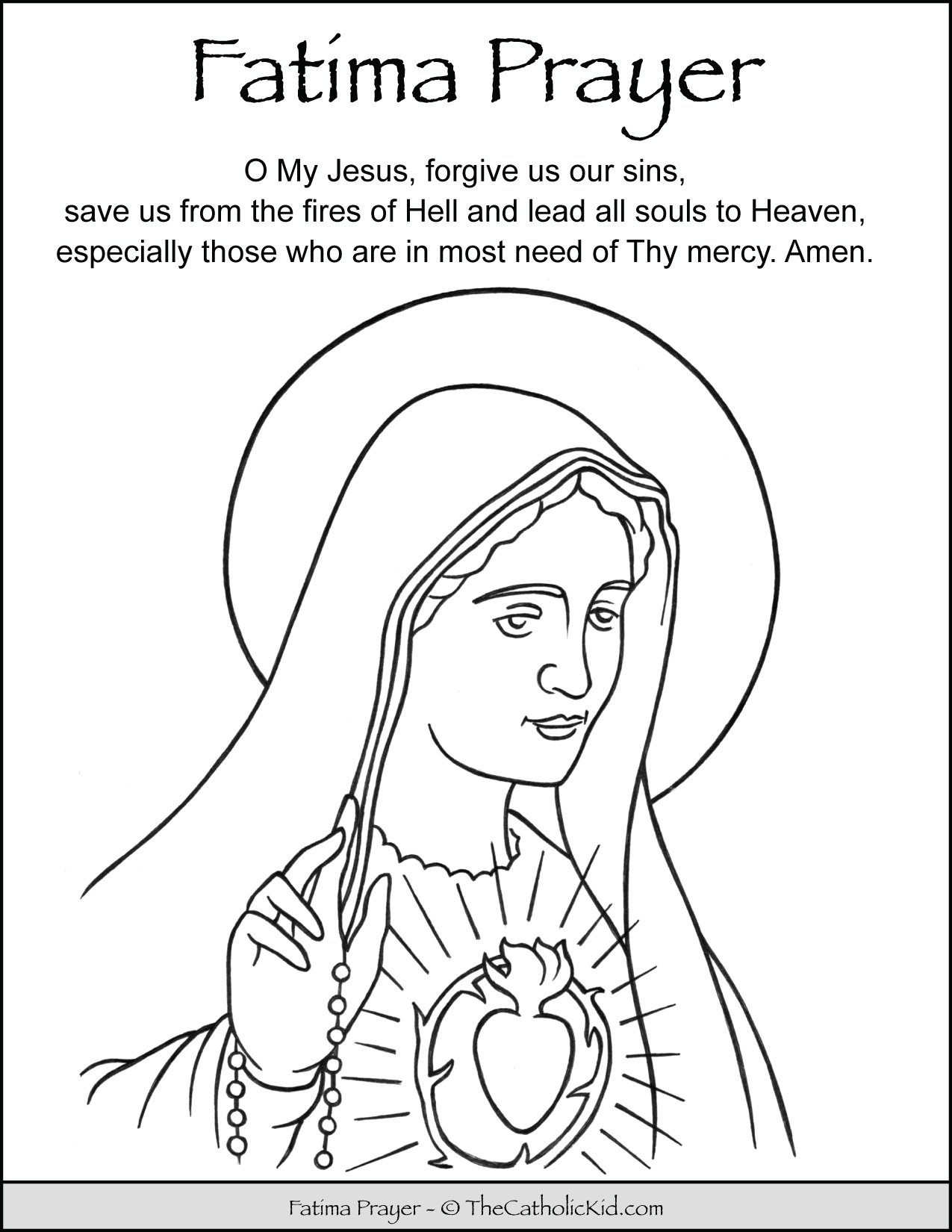 Fatima prayer coloring page