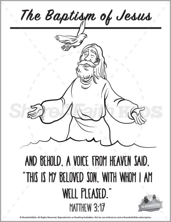 Matthew the baptism of jesus preschool coloring pages â