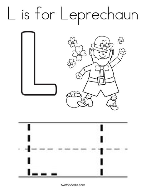 L is for leprechaun coloring page