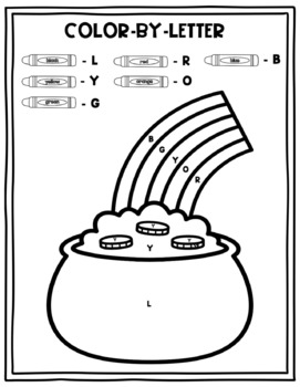 St patricks day coloring pages color by number and color by letter