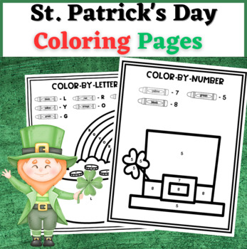 St patricks day coloring pages color by number and color by letter