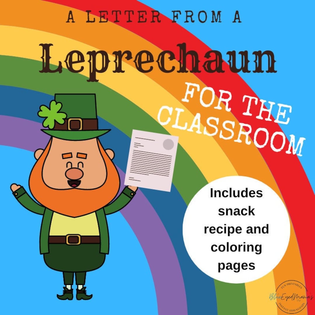 Leprechaun letter for the classroom and st patricks day coloring page printable
