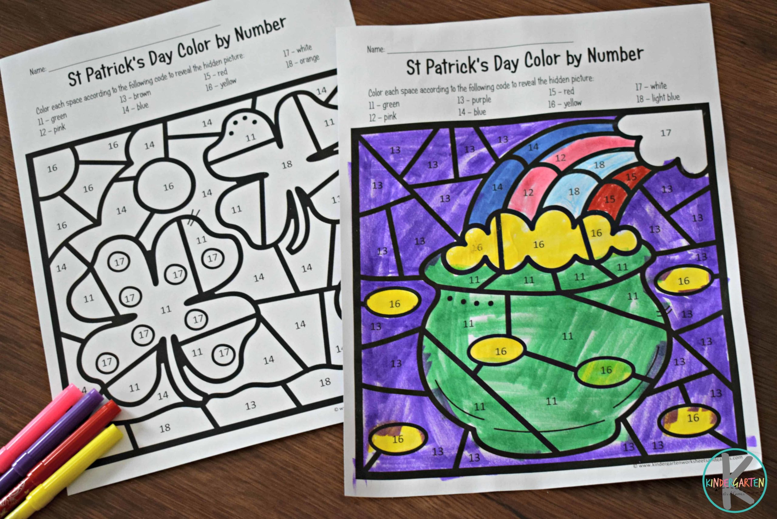 Ð free printable st patricks day color by number worksheets