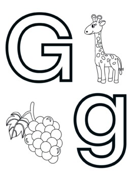 Letter g alphabet coloring page sheer by knox worksheets tpt
