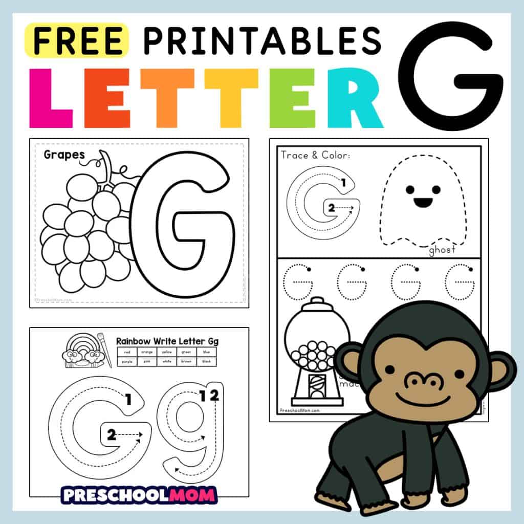 Letter g preschool printables