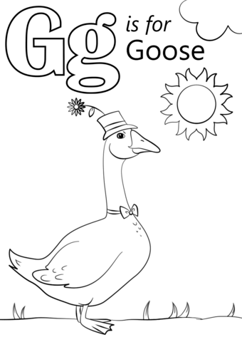 Letter g is for goose coloring page free printable coloring pages