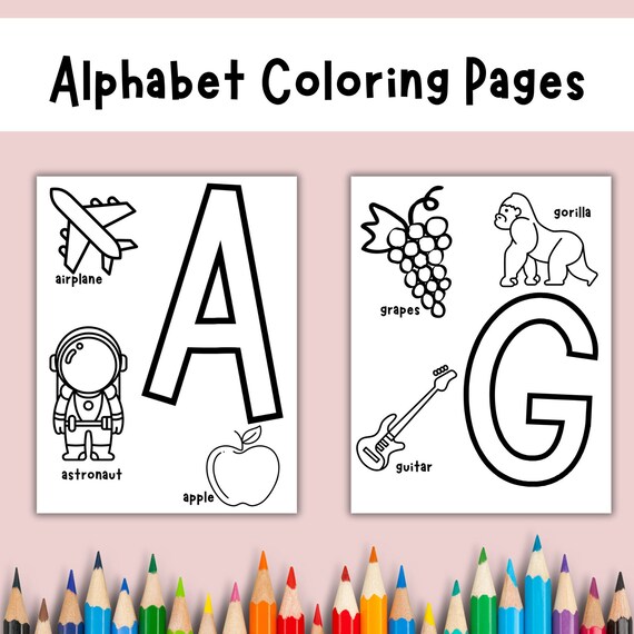 Abc coloring pages kids coloring book abc printable digital download