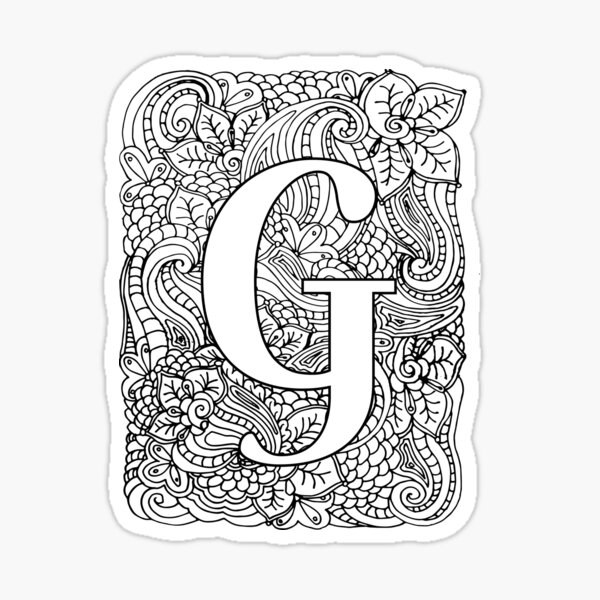 Adult coloring page monogram letter g poster for sale by mamasweetea