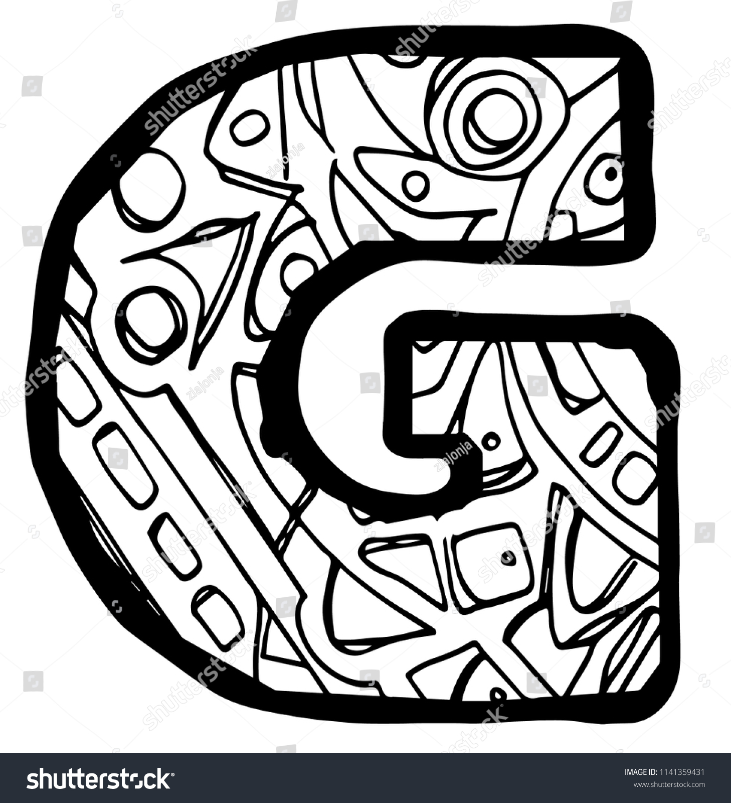 Letter g coloring page stock vector royalty free