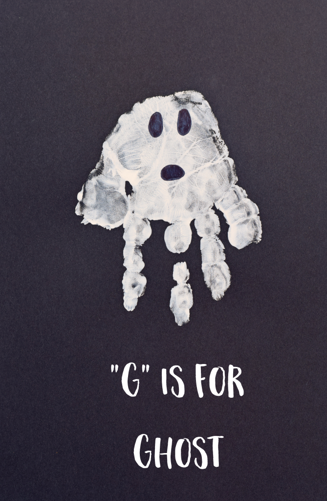 Letter g âghostâ handprint art for preschoolers