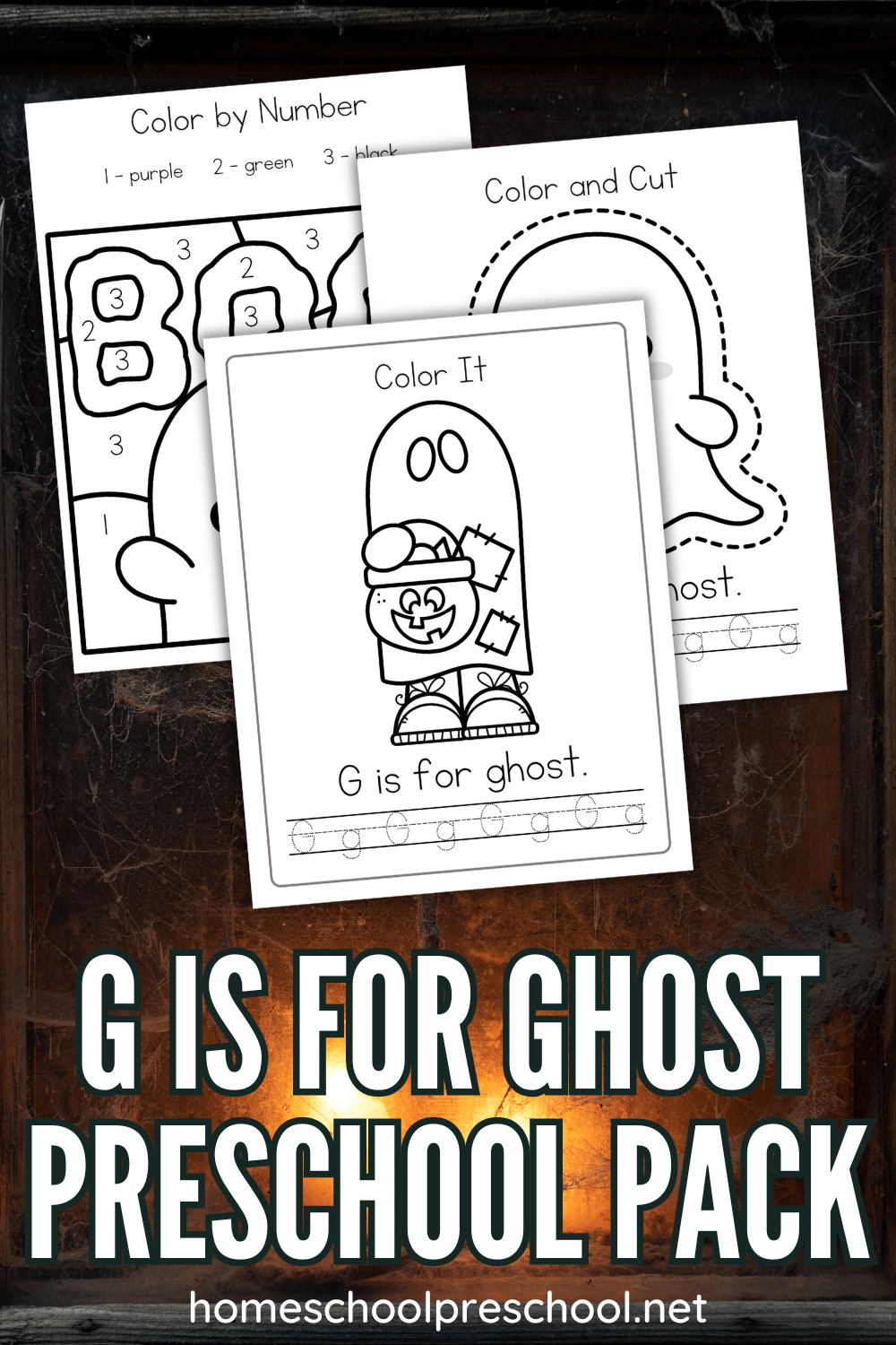 Free g is for ghost preschool printables for halloween fun