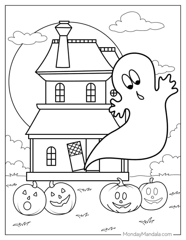 Ghost coloring pages free pdf printables