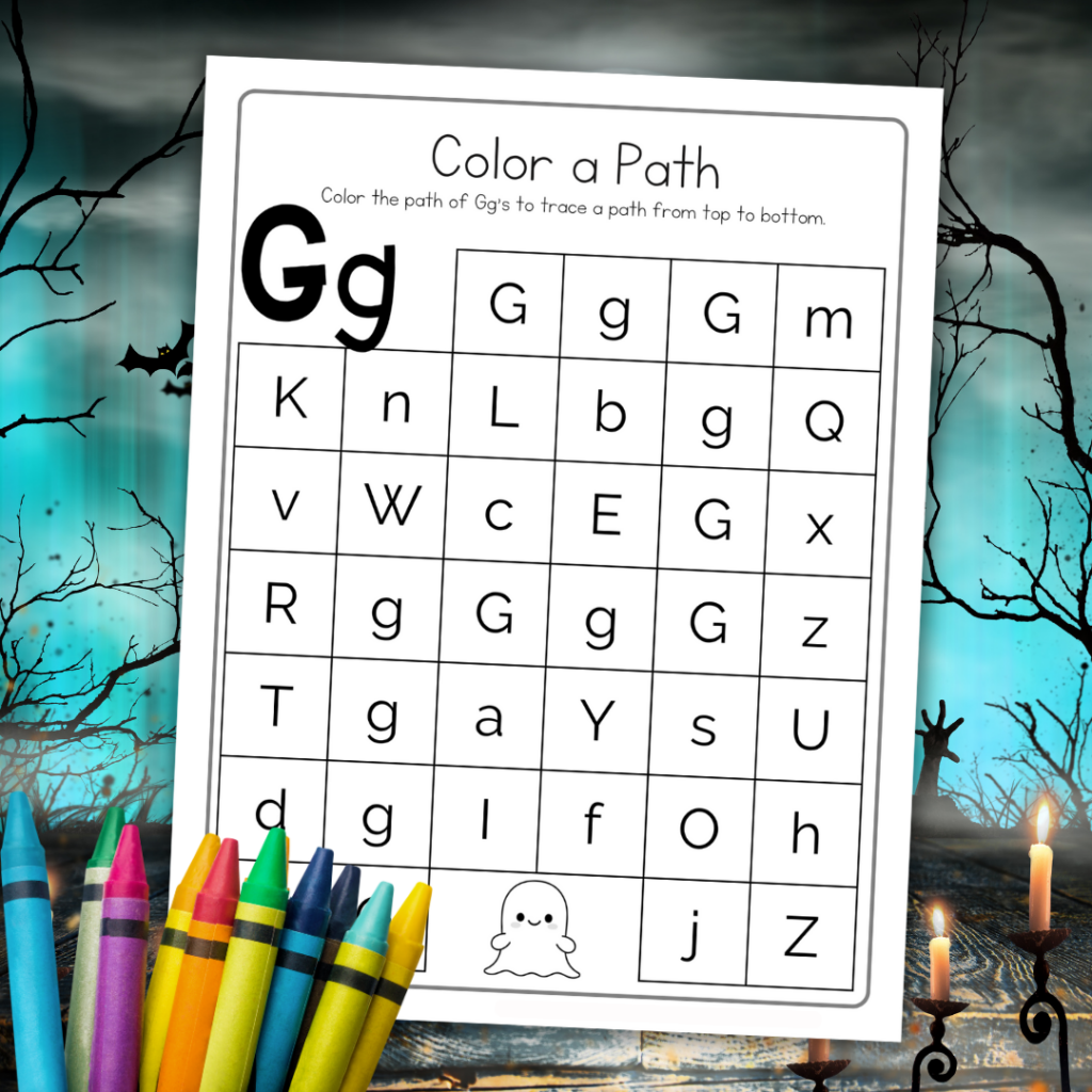 Free g is for ghost preschool printables for halloween fun