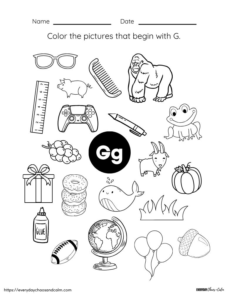 Free printable letter g worksheets