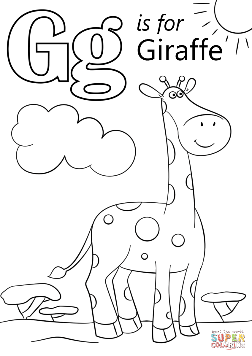 Letter g is for giraffe coloring page free printable coloring pages