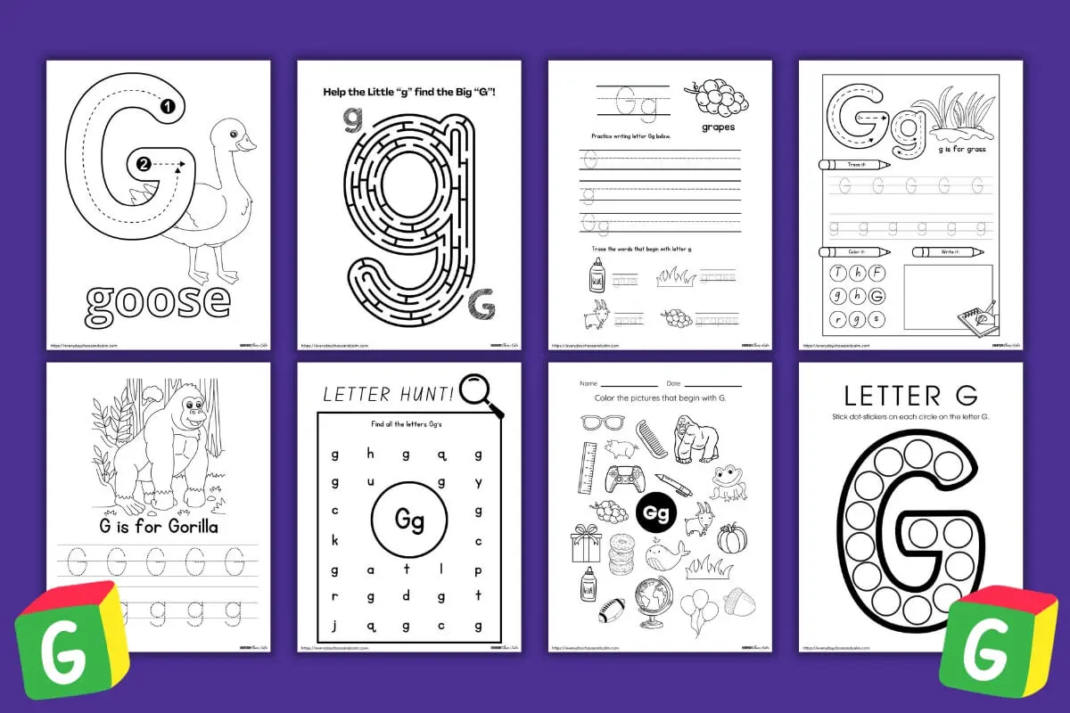 Free printable letter g worksheets