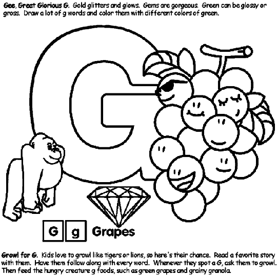 Alphabet g coloring page