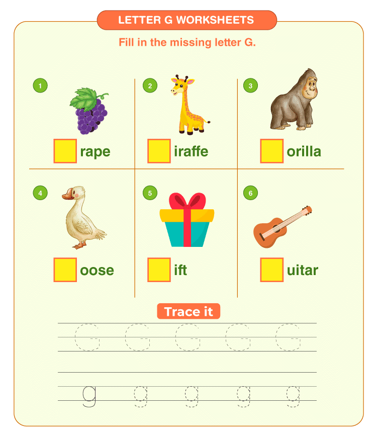 Letter g worksheets download free printables