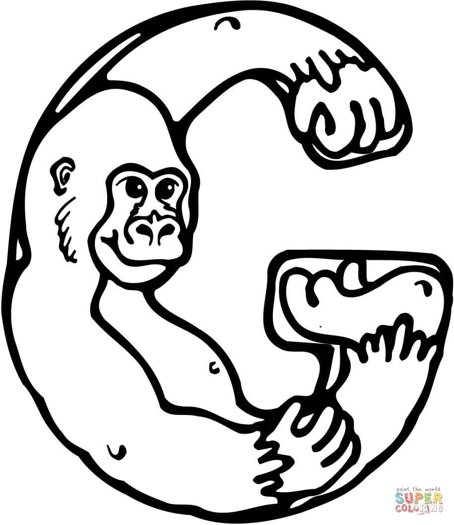 Letter g is for gorilla coloring page free printable coloring pages