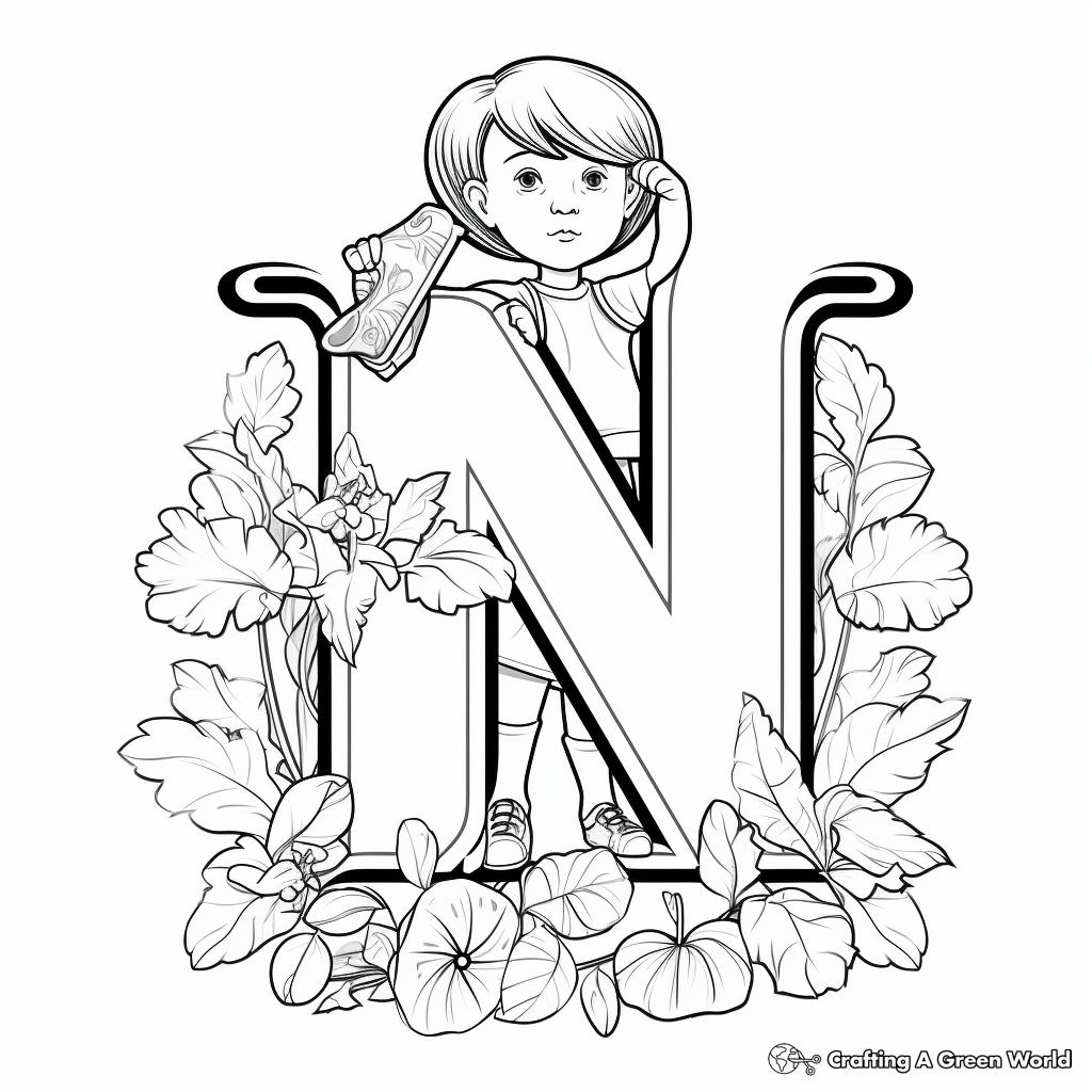 Letter n coloring pages