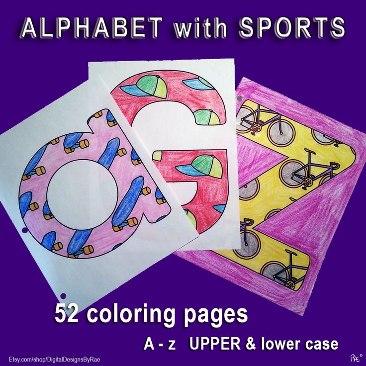 Sports alphabet coloring pages