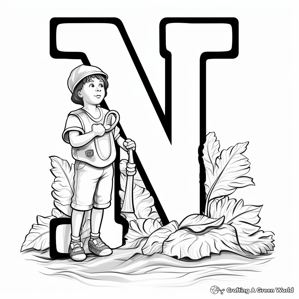 Letter n coloring pages