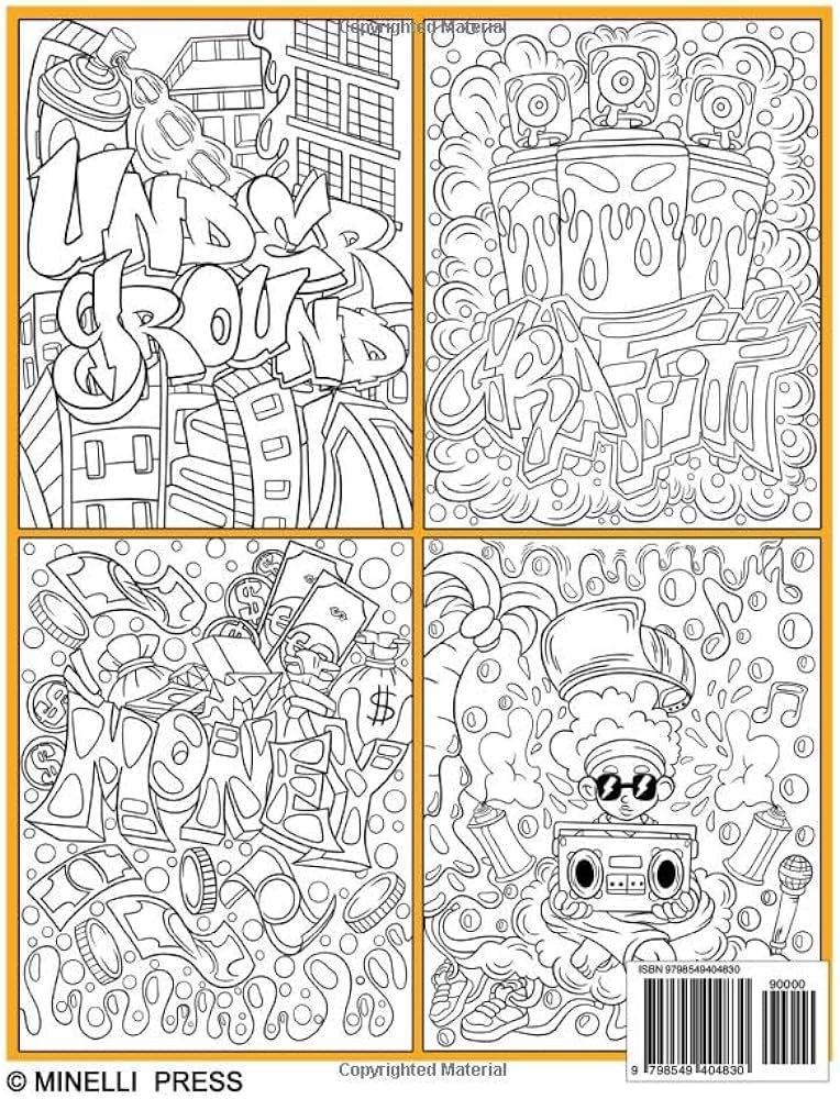 The graffiti art coloring book vol cool graffiti art coloring book for adults and teens with original street art drawings graffiti letters fonts characters and much more press minelli