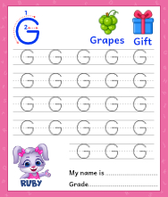 Capital letter g tracing worksheet trace uppercase letter g