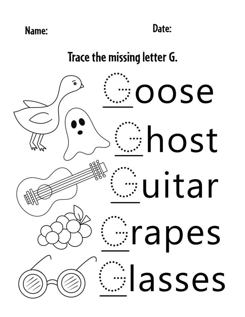 Free letter g worksheets for preschool â the hollydog blog