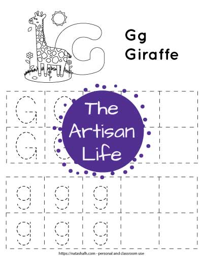 Free printable letter g tracing worksheets