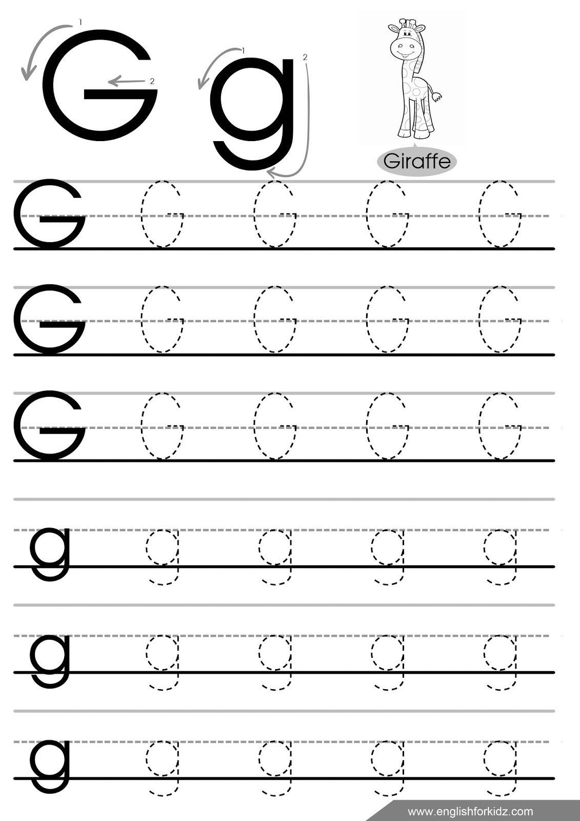 English for kids step by step letter g worksheets flash cards coloring pages