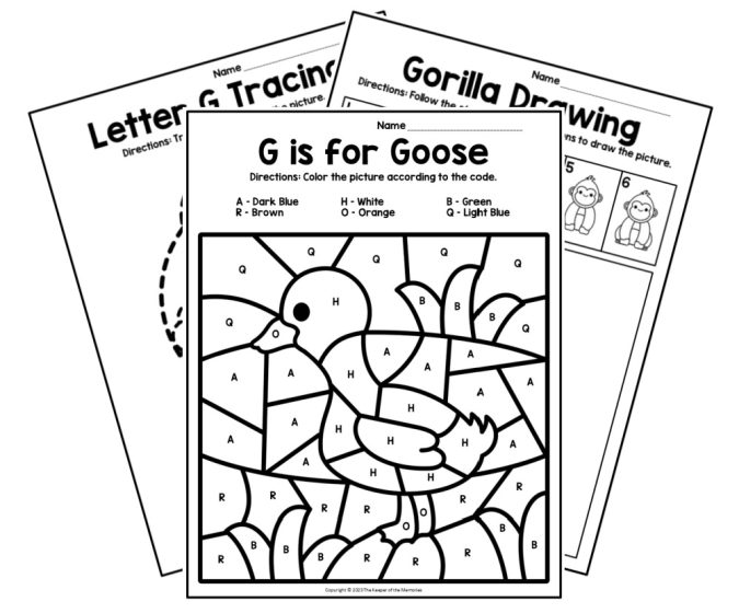 Free printable letter g worksheets