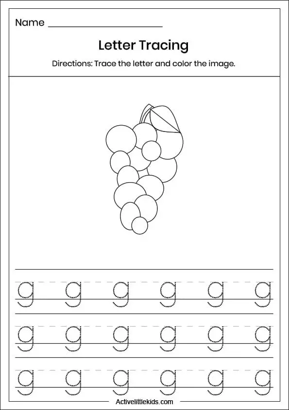 Free letter g worksheets for kindergarten