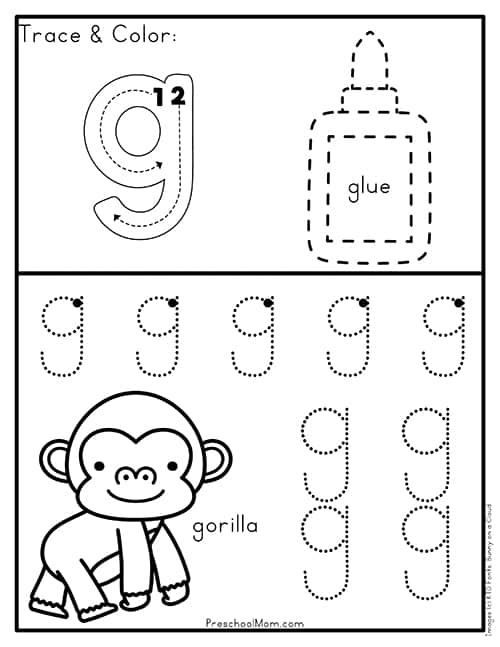 Letter g preschool printables