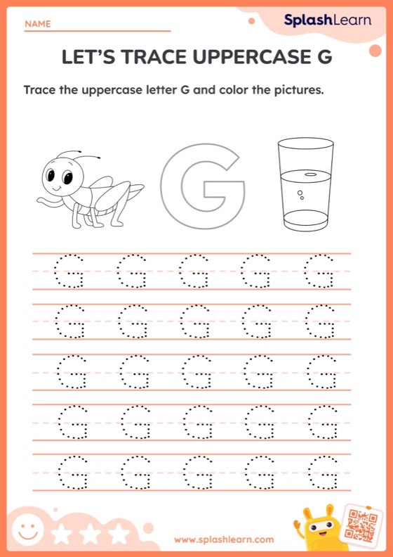 Letter g tracing worksheets for kids online