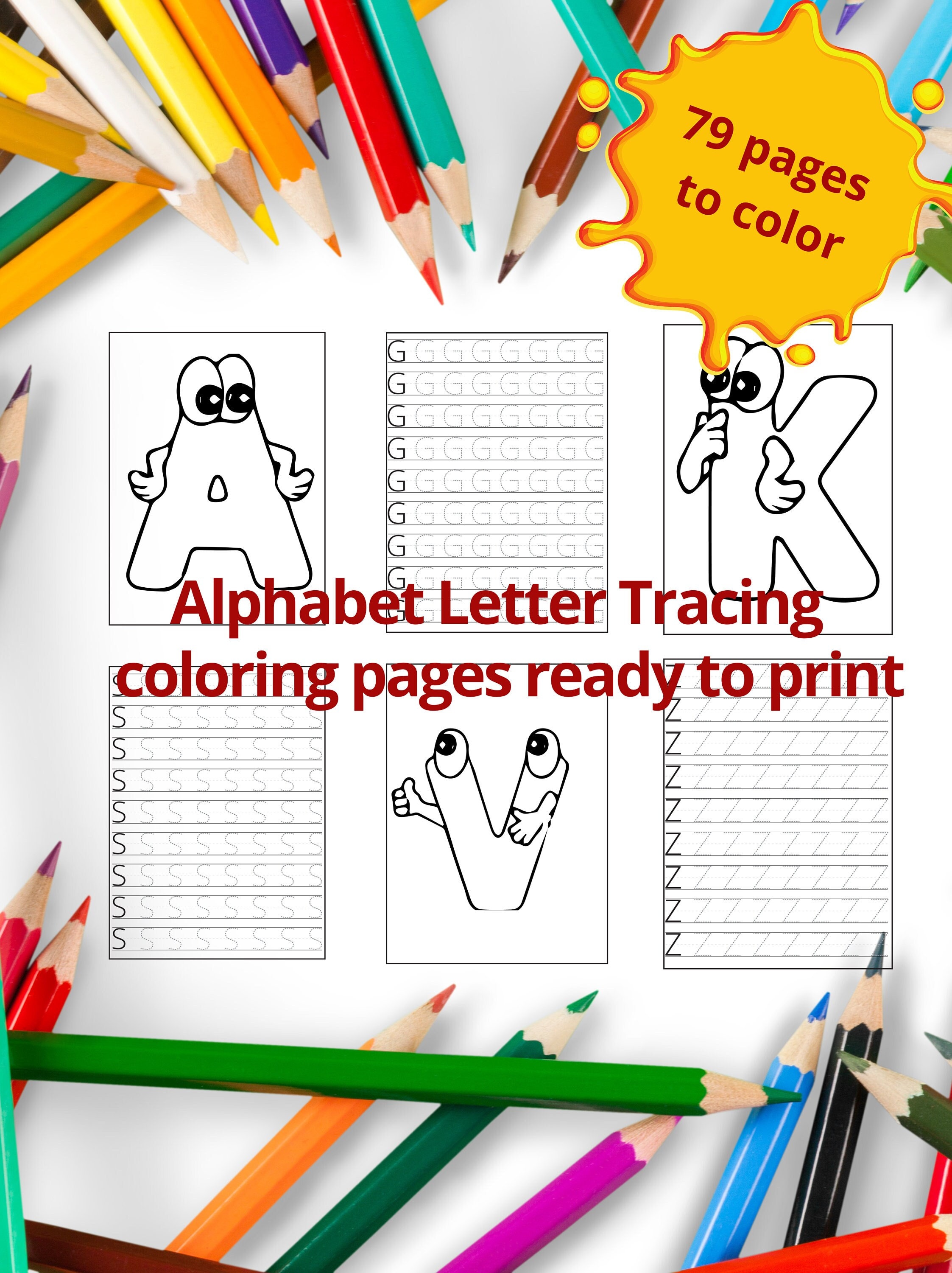 Kids coloring pages printable coloring book for kids alphabet letter tracing workbook children coloring sheets pdf download