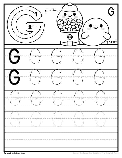 Letter g preschool printables