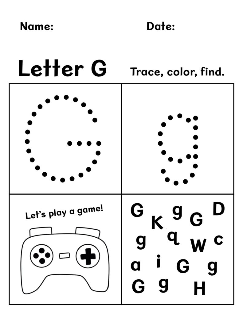 Free letter g worksheets for preschool â the hollydog blog