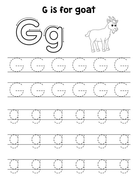 Page letter g tracing vectors illustrations for free download