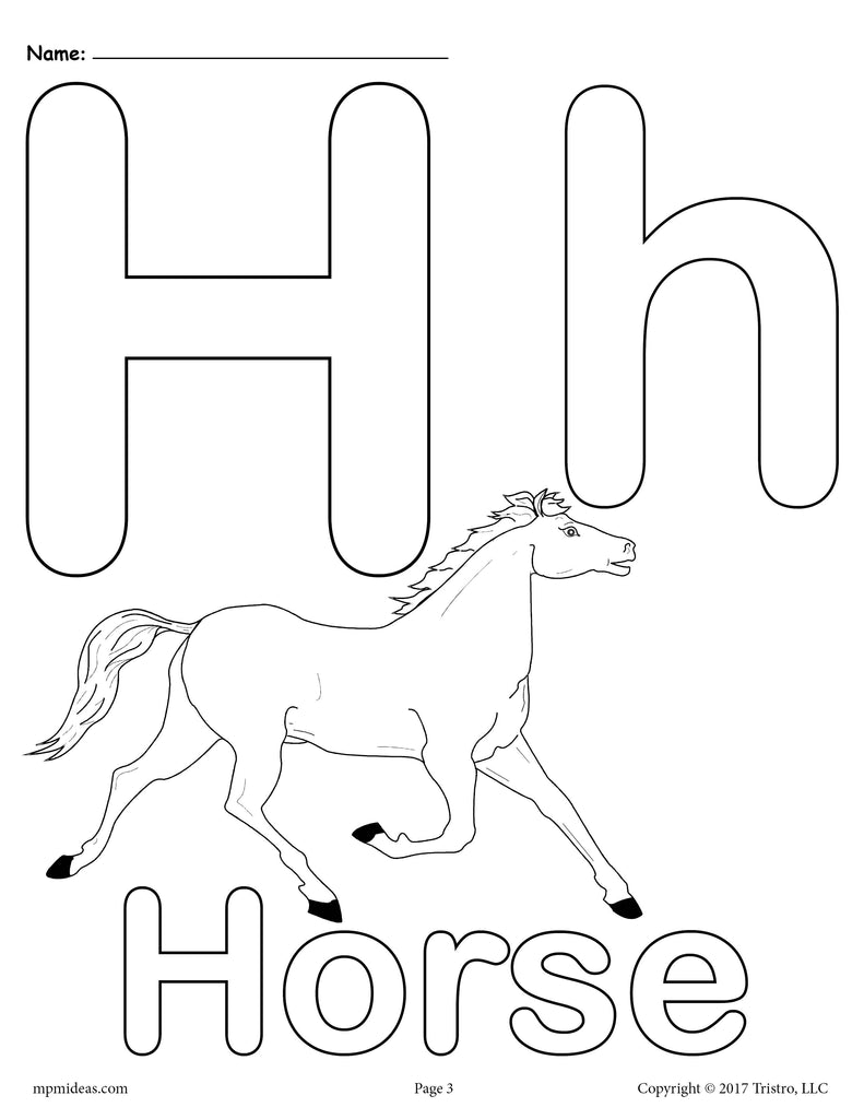 Letter h alphabet coloring pages