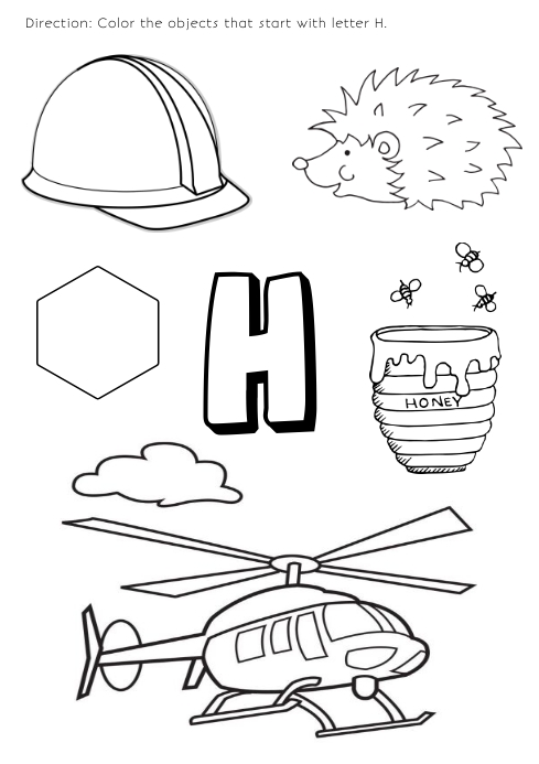 Coloring page for kids letter h template