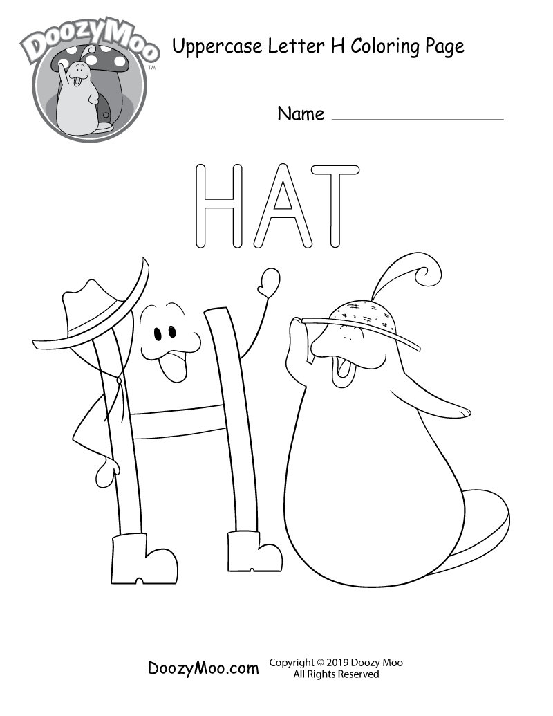 Cute uppercase letter h coloring page free printable