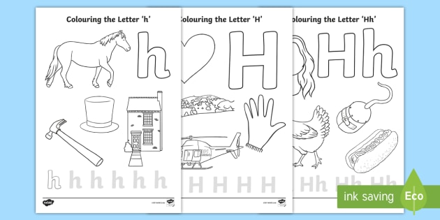 Letter h louring pages parents home teaching sheet