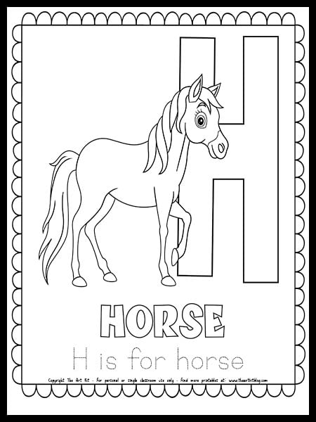 Letter h is for horse free printable coloring page â the art kit