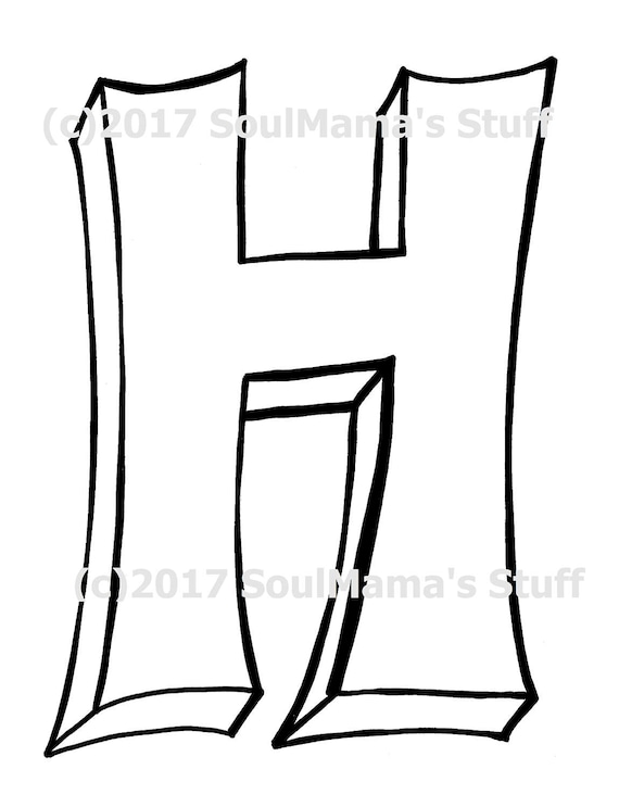 Blank capital letter h coloring page digital download printable alphabet nursery decor teacher supplies homeschool supplies