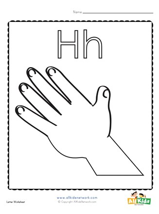 Coloring page for the letter h all kids network