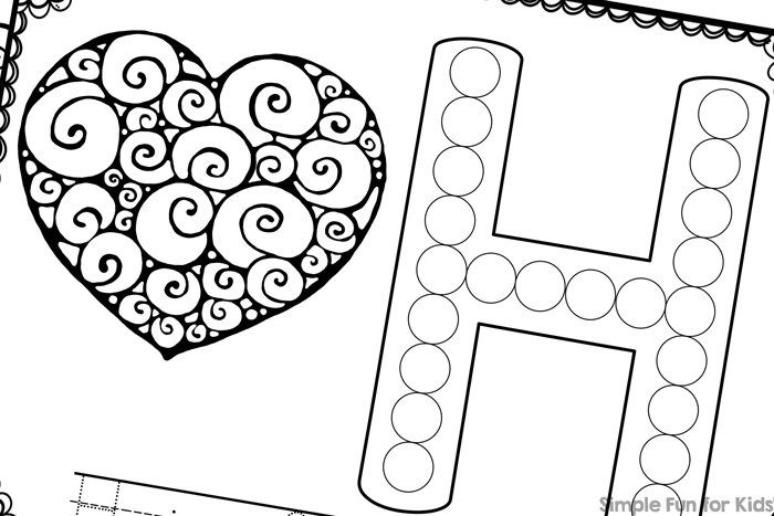 H is for heart dot marker coloring pages