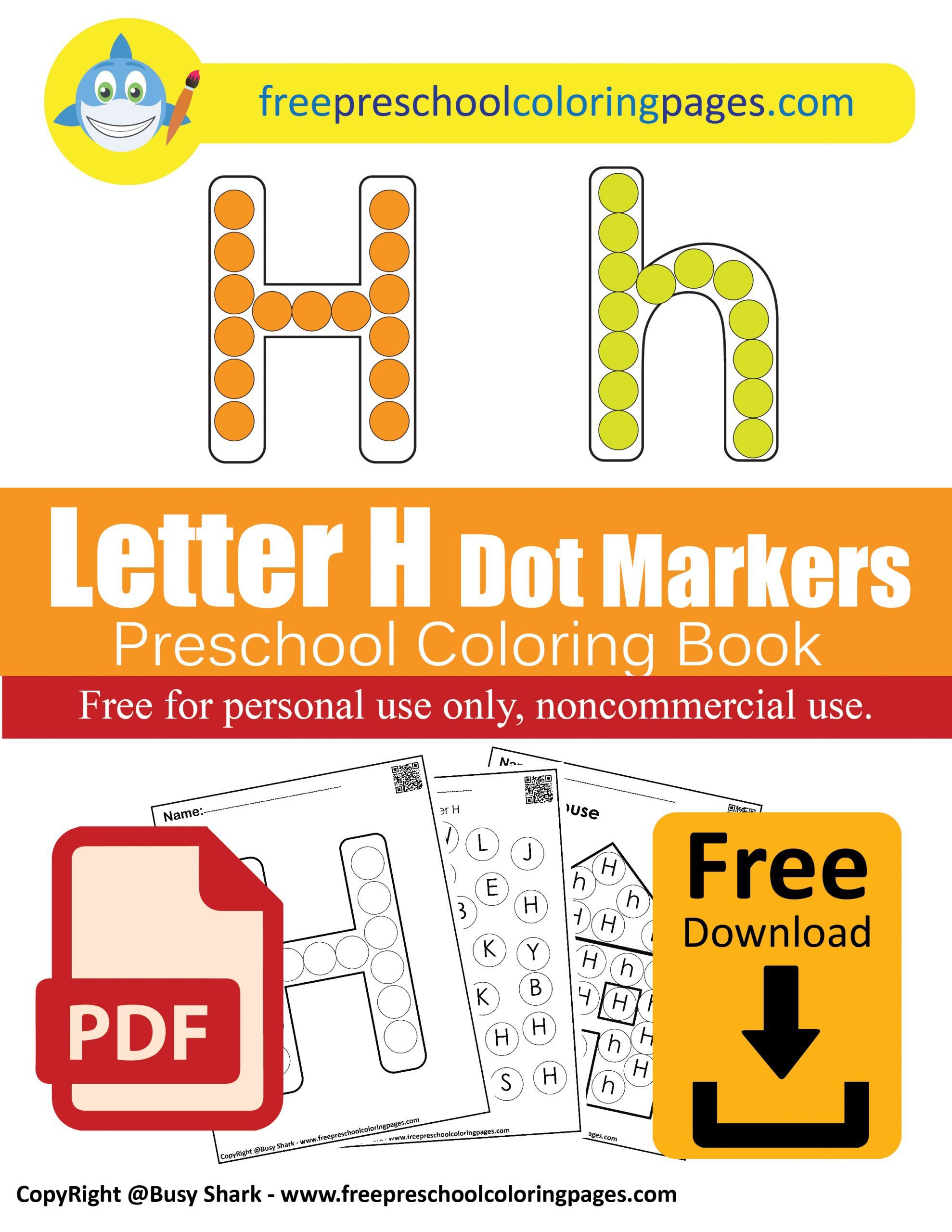 Letter h dot markers free coloring pages